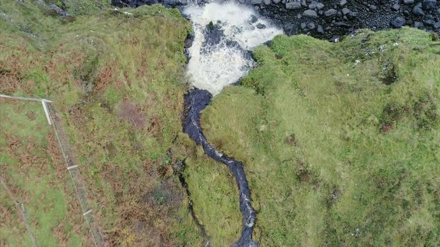 Top View of the Waterfall Near Neist Point in Skye Scotland