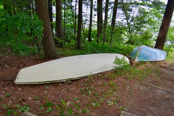 A canoe waiting to be put in the water
