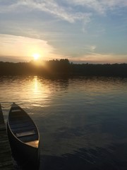 Sunset over a lake in Greenville, Michigan