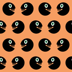 Fototapeta premium Black monster silhouette seamless pattern