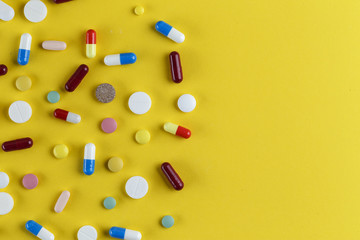 tablets scattered place for text