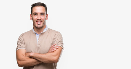 Fototapeta premium Handsome young man with a happy face standing and smiling with a confident smile showing teeth
