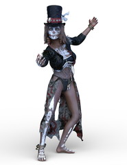 骸骨コスチュームの女性