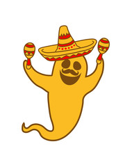 sombrero hut mexikaner südamerika party feiern musik gespenst geist lachen süß niedlich frech comic cartoon clipart spuken horror monster grusel halloween