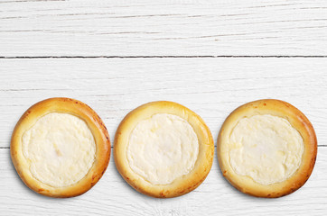 Three sweet buns with curd