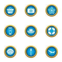 Authorization water icons set. Flat set of 9 authorization water vector icons for web isolated on white background