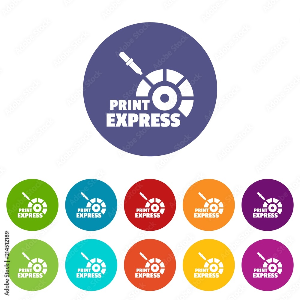 Poster print express icons color set vector for any web design on white background