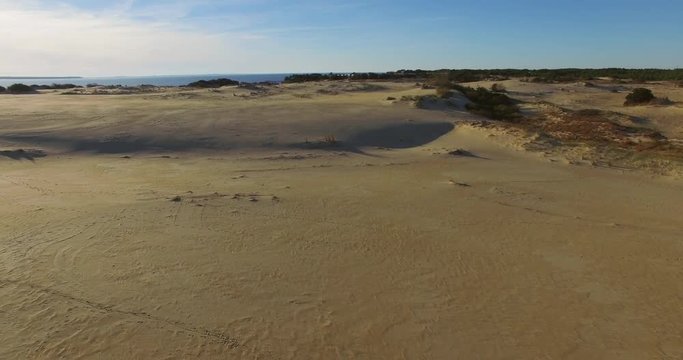 Aerial shot of dunes Nags Head, North Carolina.