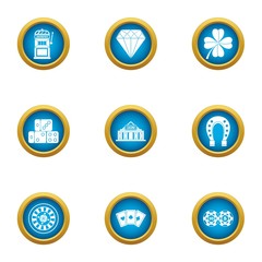 Fototapeta premium Gambling establishment icons set. Flat set of 9 gambling establishment vector icons for web isolated on white background