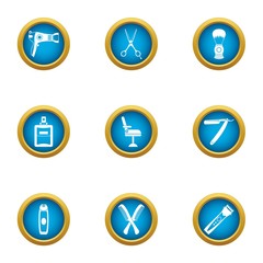 Coiffeur icons set. Flat set of 9 coiffeur vector icons for web isolated on white background
