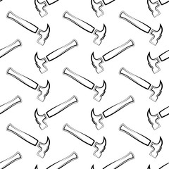 Hammer Icon Seamless Pattern, Tool Design Seamless Pattern