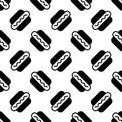 Hot Dog Icon Seamless Pattern