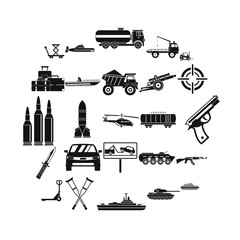 War burden icons set. Simple set of 25 war burden vector icons for web isolated on white background