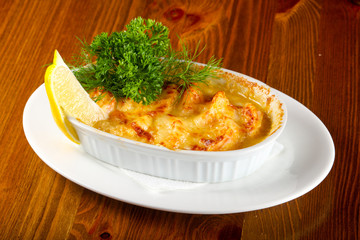 Cocotte with prawn