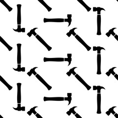 Hammer Icon Seamless Pattern, Tool Design Seamless Pattern