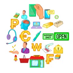 Business day icons set. Cartoon set of 25 business day vector icons for web isolated on white background