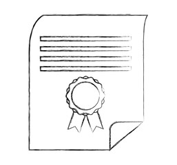 school graduation certificate diploma document vector illustration sketch