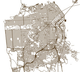 vector map of the city of San Francisco, USA