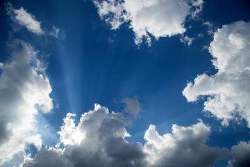 Sky with clouds and sun