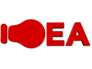 3D Render light bulb with the word idea
