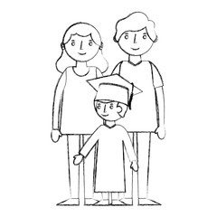 happy parents and school graduate boy vector illustration sketch