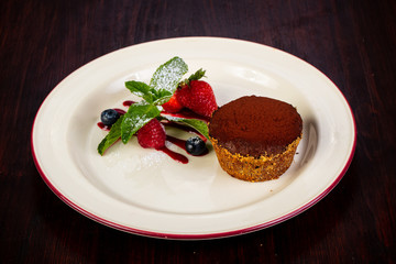 Brownie cake with strawberry
