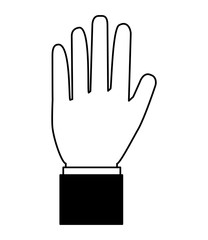 hand showing five fingers image vector illustration black and white