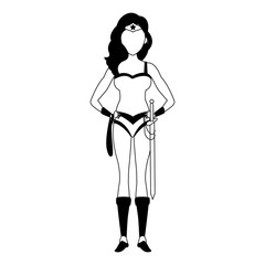 Medieval woman warrior cartoon vector illustration graphic design