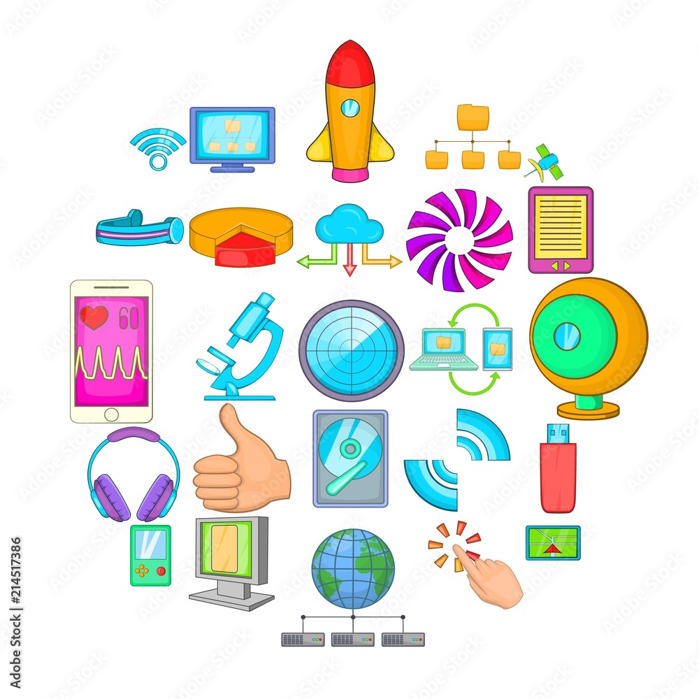 Poster mobile dev icons set. cartoon set of 25 mobile dev vector icons for web isolated on white background