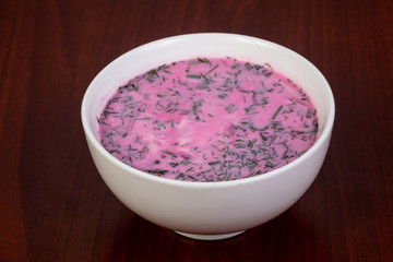 Russian cold Okroshka soup