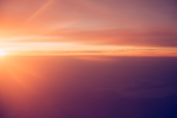 Sunrise sky from the airplane window