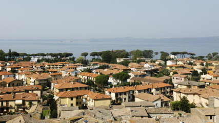 Obraz premium Houses and Lake Bolsena, near Bolsena, Italy