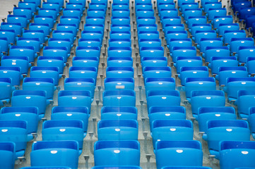 Empty blue seats in stadium