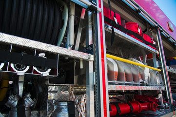 Fototapeta na wymiar Rescue fire truck equipment