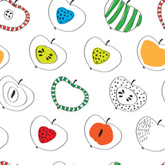 the pattern of colorful apples in the Scandinavian style