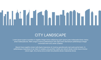Fototapeta premium Cityscape flat style background set. Modern futuristic megalopolis architectural design concept skyline. Gray blue landscape backdrop. EPS 10 vector illustration. Isolated on white