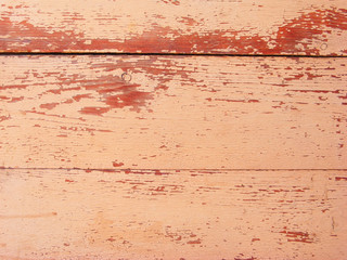 Old paint. Wooden fence texture. Orange Wooden Background, Copy Space