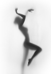 Fototapeta premium Diffuse silhouette of a beautiful and sexy perfect body dancer woman