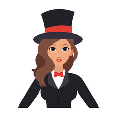 Woman magician costume cartoon vector illustration graphic design