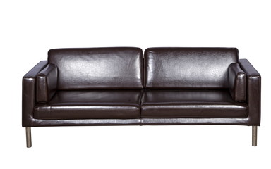 Brown leather sofa