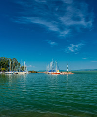 Fototapeta na wymiar Sailboat on lake Balaton in summer