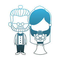 Groom and bride midgets cartoon vector illustration graphic design