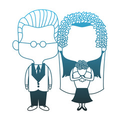 Groom and bride midgets cartoon vector illustration graphic design
