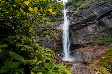 Beautiful deep forest waterfall