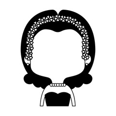 Beautiful midget woman with flowers headband cartoon vector illustration graphic design