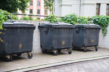 Garbage containers in the park
