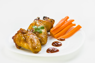 chicken wings with sesame on white background