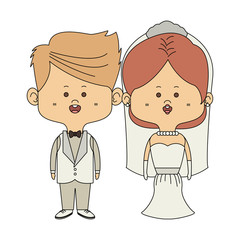 Groom and bride midgets cartoon vector illustration graphic design