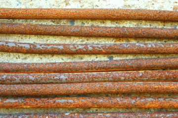 Metal rusty thick wire. Close-up. Background. Texture.