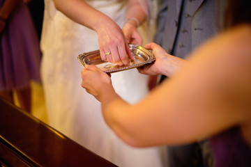 Wedding rings on wedding day